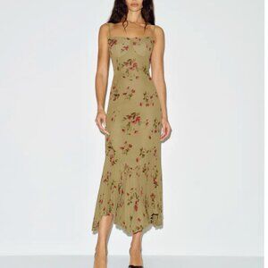 Reformation Aiko Dress - beautiful petite fit! Green floral 4P